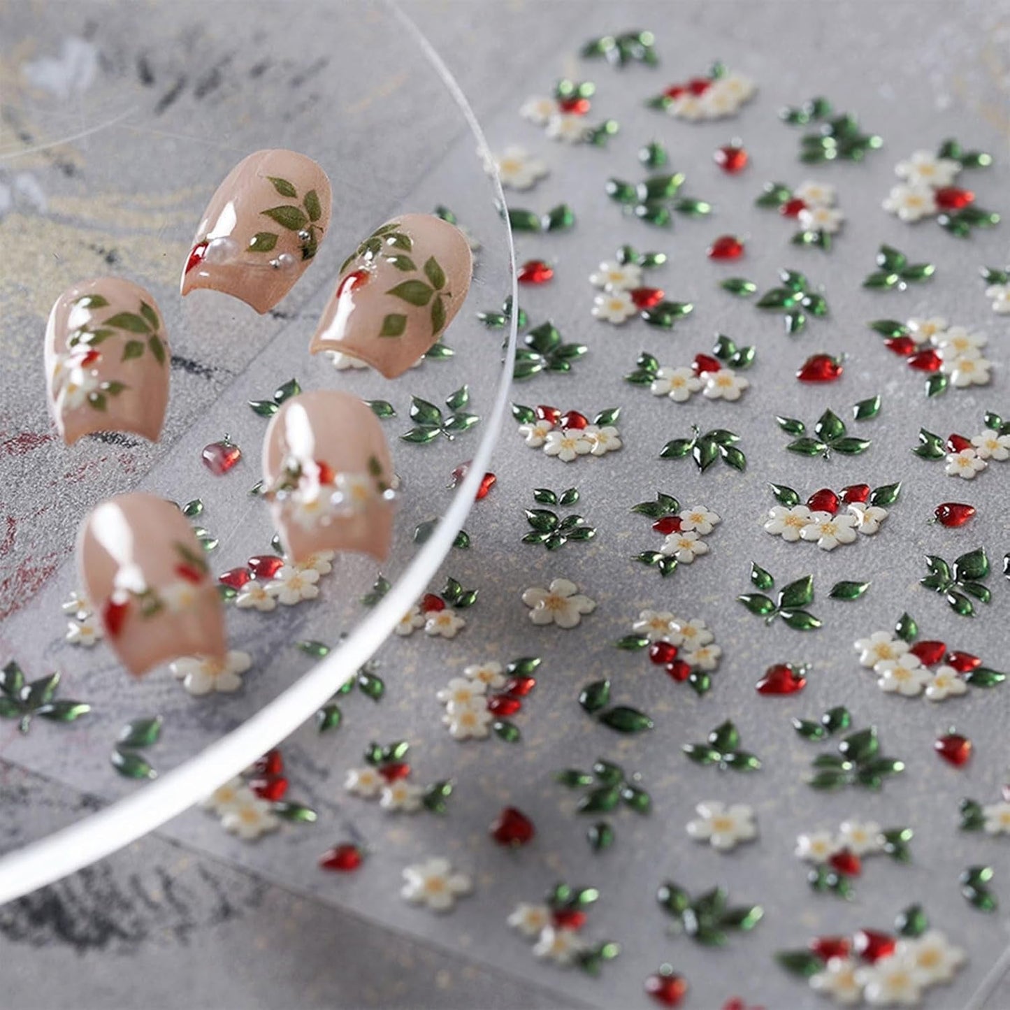 JMEOWIO 3D Nagelsticker Blume Nerdbeerenail Art Sticker Selbstklebend Nagelaufkleber 5D Stereoskopische Decoratie Nageldesign Zubehör 1 Blatt