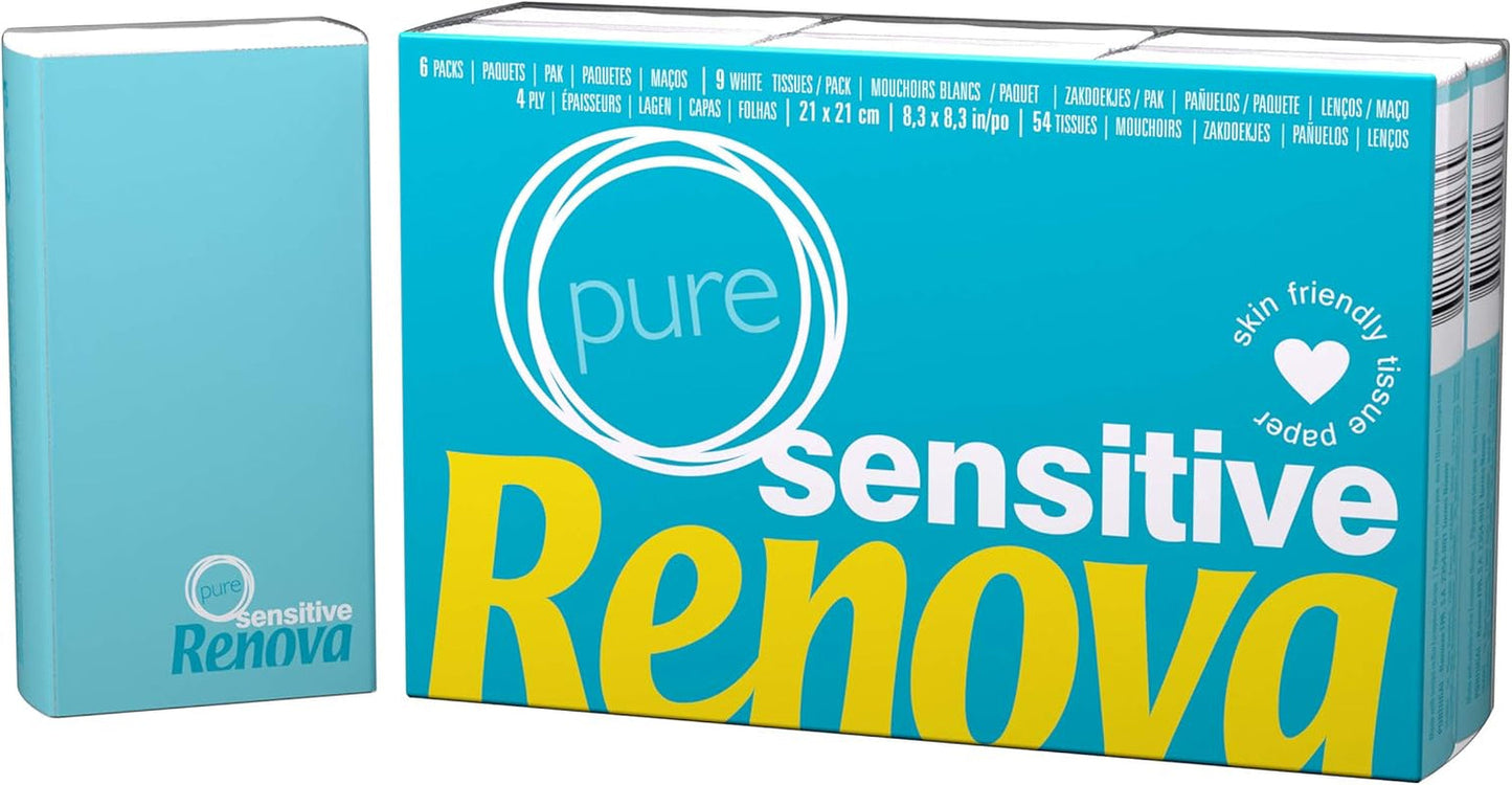 Renova Zakdoeken Sensitive Pure - 6 pakjes witte servetten