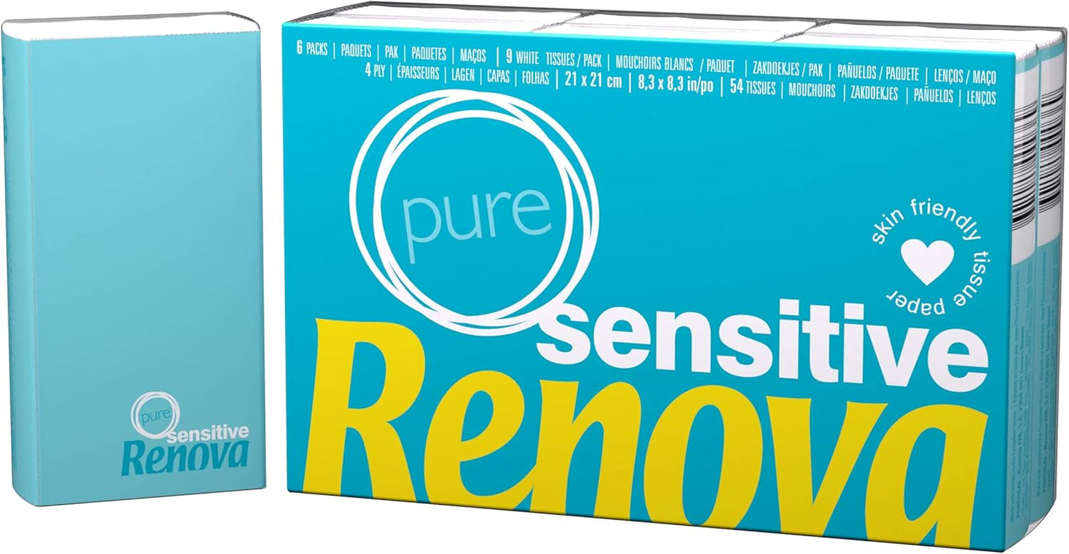 Renova Zakdoeken Sensitive Pure - 6 pakjes witte servetten