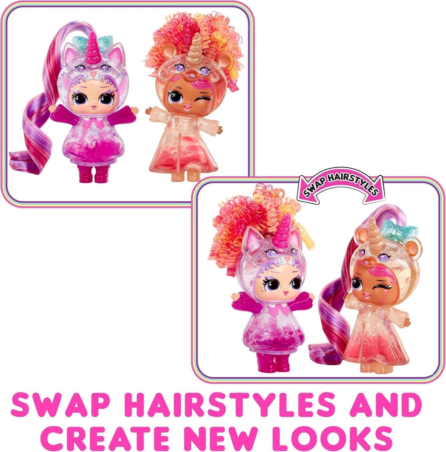 LOL Verrassing! Unicorns Tots - Inclusief 1 pop met doorzichtig lichaam en lavalampeffect, gepantserde verpakking, 8 verzamelpoppen met 2 kleurrijke mixen, voor kinderen vanaf 4 jaar