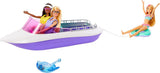 Barbie HHG60 - Zeemeermin-motorboot met 2 poppen (blond/brunette) en diverse accessoires, speelgoed voor kinderen vanaf 3 jaar