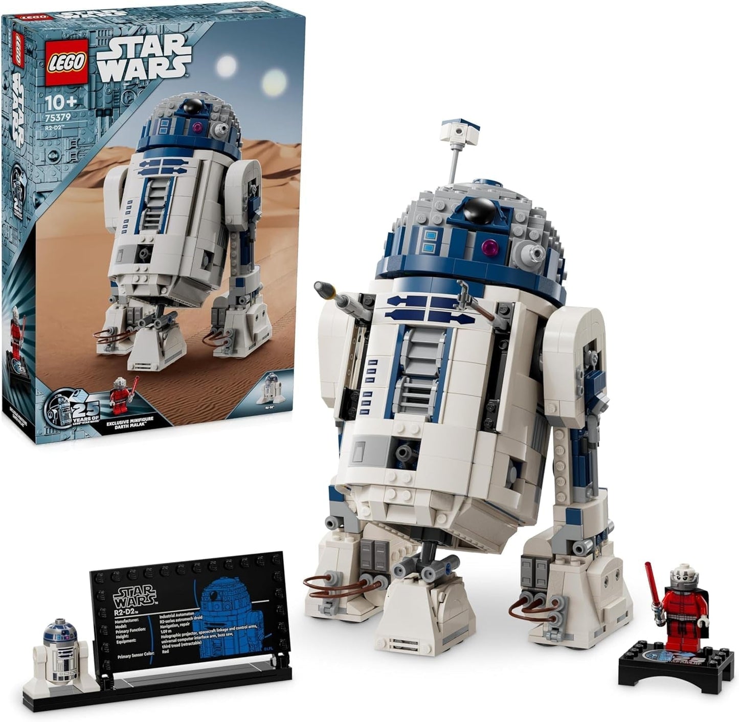 LEGO Star Wars R2-D2 modelset voor kinderen, jongens, meisjes, bouwbare Droid-figuur met Darth Malek minifiguur, 25-jarig jubileum en decoratieplaatcollectie, cadeau-idee 75379 Bouwsets Bekijk de LEGO-Store Single