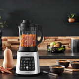 Tefal Perfectmix Cook Hochgeschwindigkeits-Standmixer, Met Kochfunktion, 10 Auto-Programma, Heiße en Kalte Rezepte, Abnehmbare Klingen, Inkl. Dampfkorb, Zilver/Schwarz, BL83SD30 Keuken Naty Shop