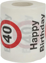 Set van 4 toiletpapieren "Happy 40th birthday" │40th birthday 24 meter 2-stoffen 180Gr/Qm │ Toiletpapier motief toiletpapier (4 X toiletpapier 40)