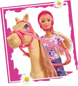 Simba 105730939 - Steffi Love Riding Tour, In rijpak, Met 2 paarden, Volledig gelede pop, Aankleedpop, 29cm, Voor kinderen vanaf 3 jaar Poppen Naty Shop