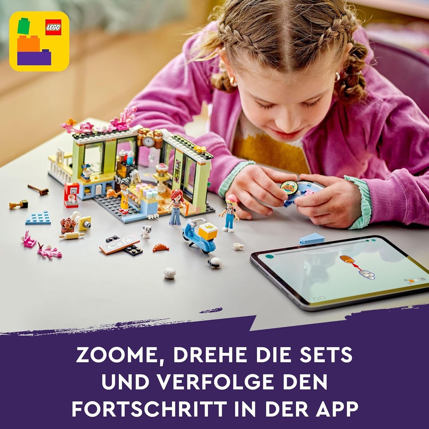 LEGO Friends Heartlake City Café, kinderspeelgoed, speelgoedbakkerij, cadeau-idee voor meisjes en jongens vanaf 6 jaar, set van 3 speelfiguren en hondenfiguur 42618 Bouwsets Besuche in LEGO-Store