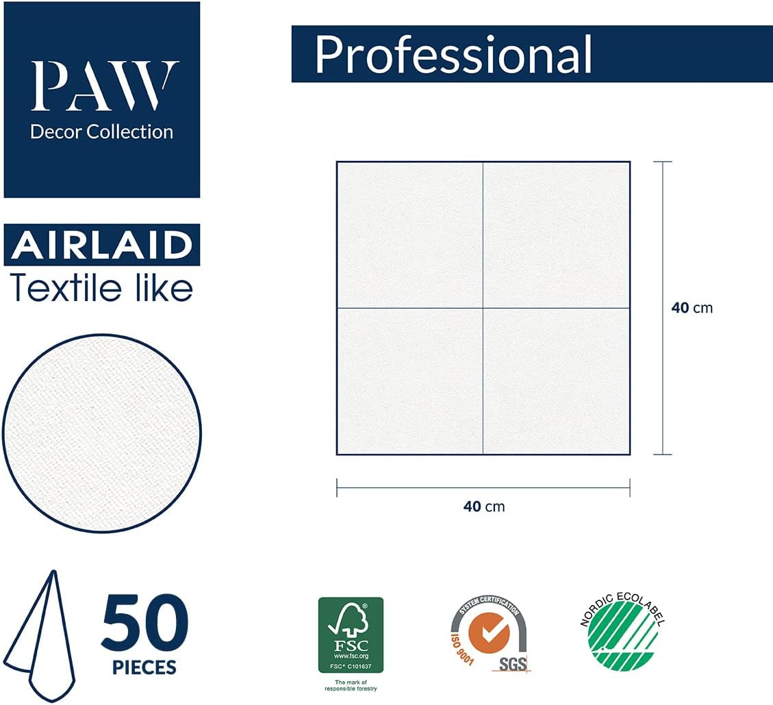 PAW - Airlaid Servetten (40 X 40 Cm) I 50 stuks I Unicolor I Stofachtig I Elegante tafeldecoratie I Horeca I Voor belangrijke gelegenheden zoals bruiloften, feesten, Kerstmis I Unicolor: Roze