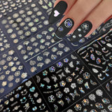 30 Blatt Aurora-Nagelkunst-Aufkleber, Selbstklebende 3D-Blumen-Nagelaufkleber, Aurora-Mond-Stern-Nagelaufkleber voor Nagelkunst, Blatt-Herz-Nageldesign voor doe-het-zelf-acrylnägel-decoratie