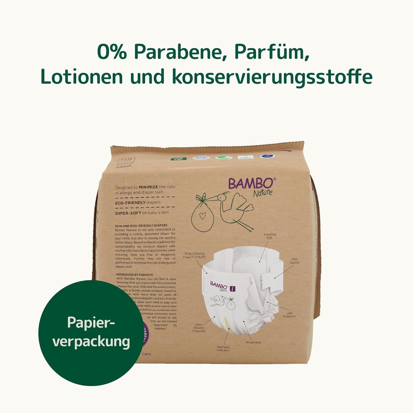 Bambo Nature Babyluiers, maat 1 (2-4 kg), maanddoos van 132 stuks | Premium luiers met verbeterde lekbescherming | Ultiem comfort en vrijheid voor pasgeborenen | Dermatologisch geteste luiers