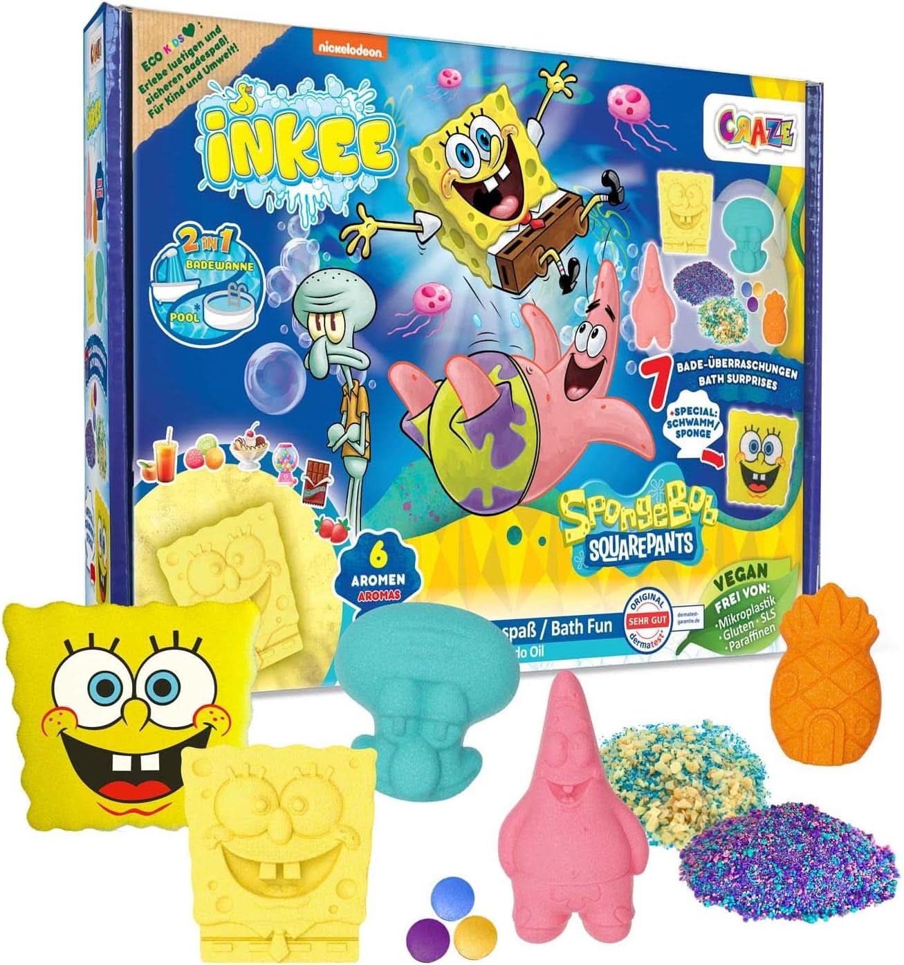 INKEE Spongebob Surprise Kids Bath Bomb Spongebob Squarepants Collectible 80 Gram Naty Shop Sponge Bob Kids Badset