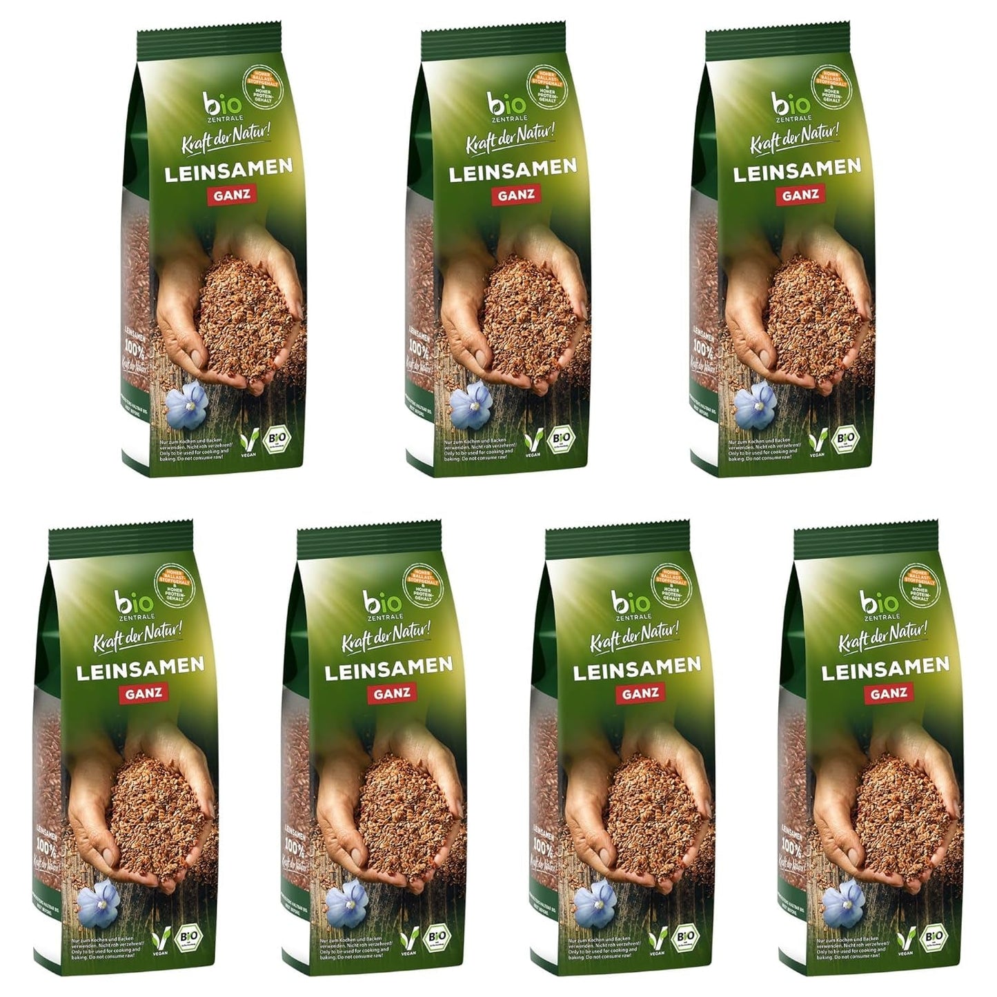 Biocentraal heel lijnzaad | 7 x 400 g biologisch lijnzaad | Ideaal voor yoghurt, muesli en brood | Alternatief voor psyllium, hennepzaad en chiazaad