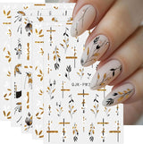 JMEOWIO Nagelsticker Blumen Glitzer 9 Blatt Nail Art Sticker Selbstklebend Nagelaufkleber Frühling Sommer Blumen Decoratie Nageldesign Zubehör