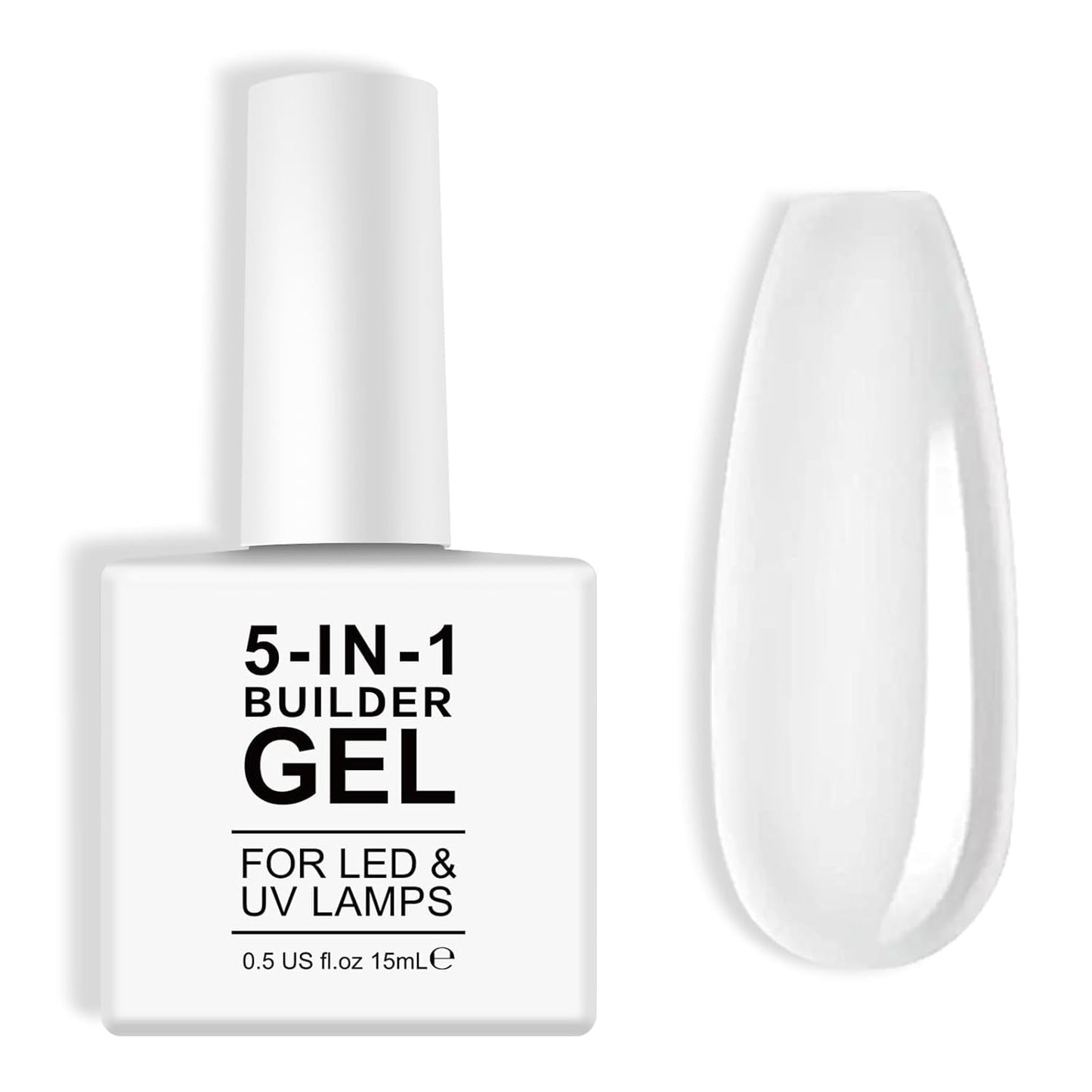 Builder 5 in 1 Builder Gel 15ml, Nail Builder Gel, Nail Builder Gel, UV/LED Nagelverlenging Nagellak, Extensions, Nail Art, Stickers, Gel Nail Builder Gel (wit)