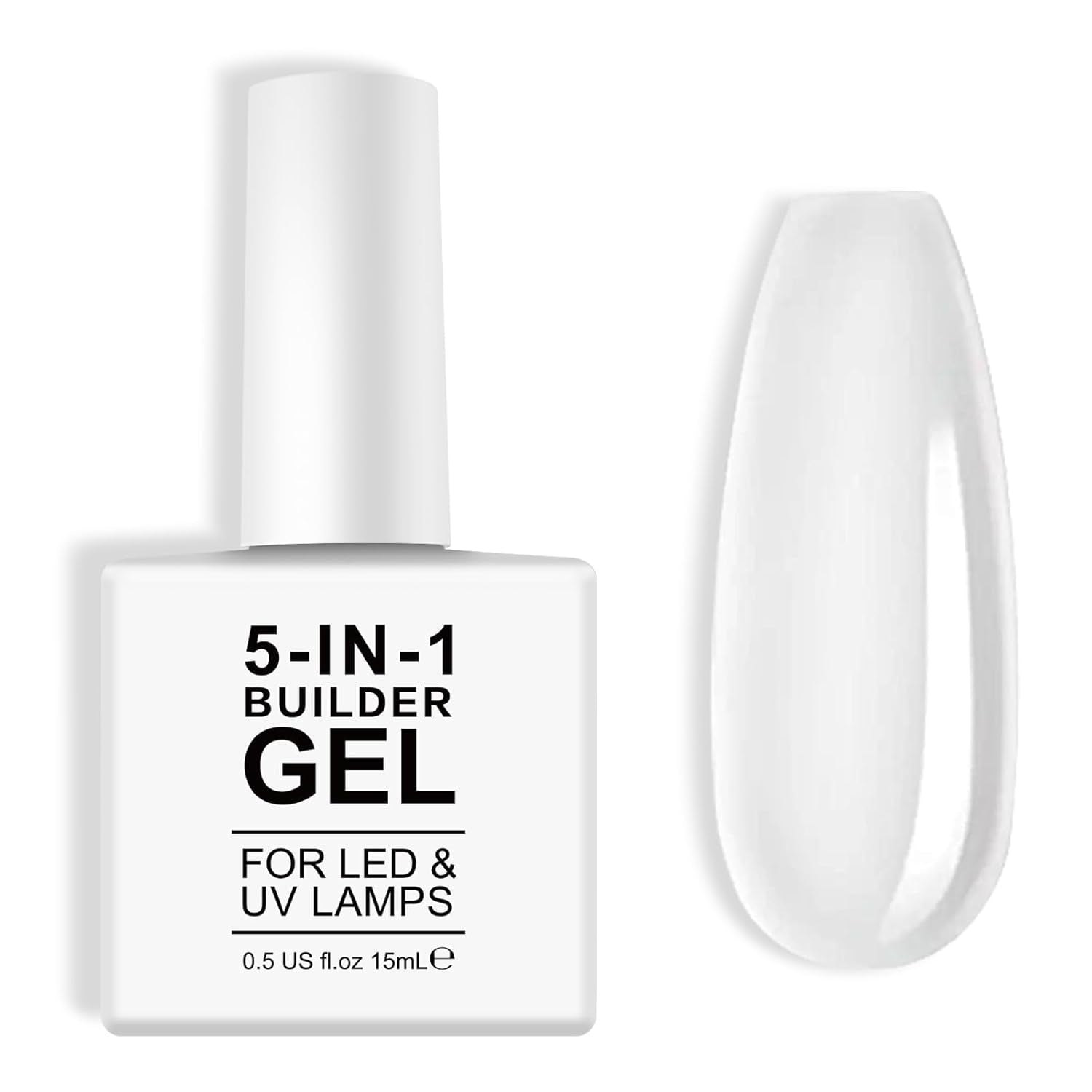 Builder 5 in 1 Builder Gel 15ml, Nail Builder Gel, Nail Builder Gel, UV/LED Nagelverlenging Nagellak, Extensions, Nail Art, Stickers, Gel Nail Builder Gel (wit)