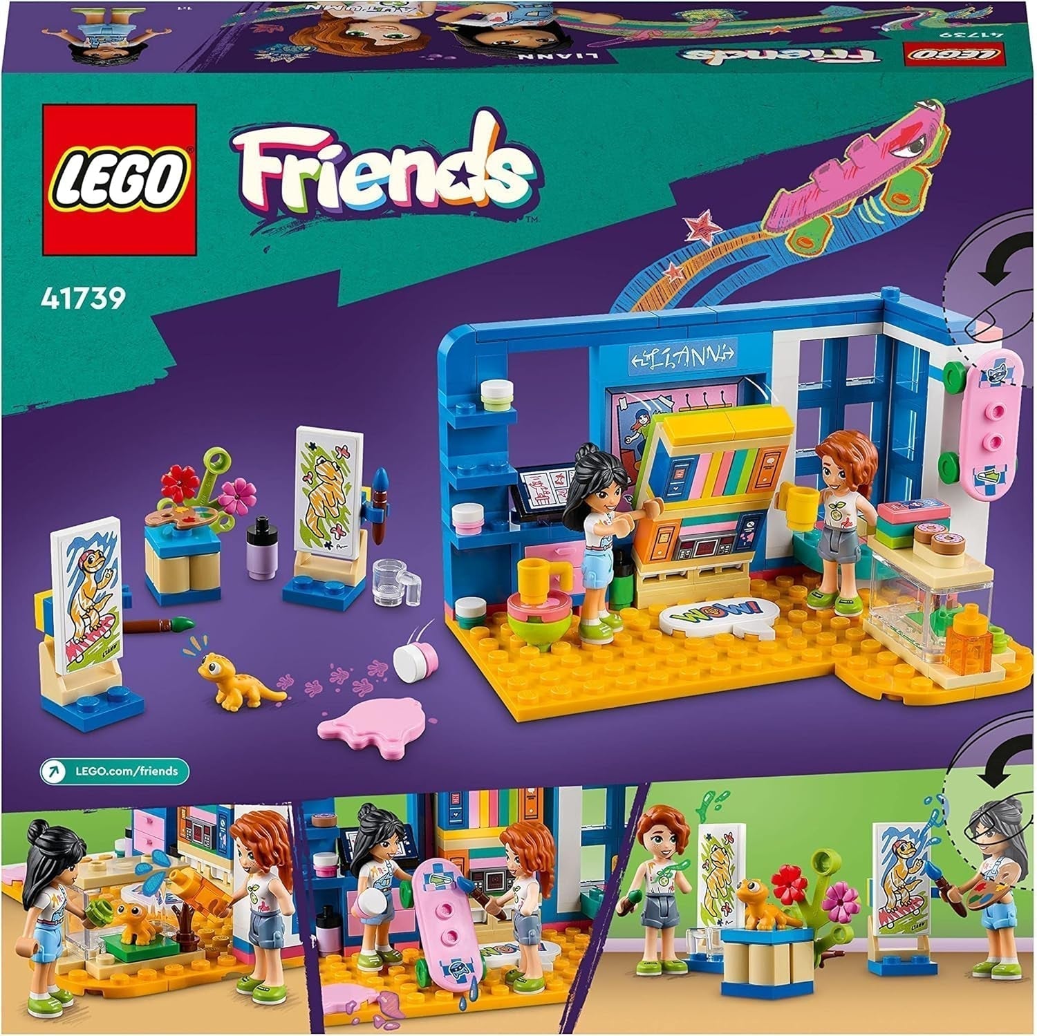 LEGO 41739 Friends Liann's kamer, minispeelgoed met kunstthema, kleine collectie cadeau met minipoppen van Liann, herfst en huisdier 2023-serie Bouwsets Bekijk de LEGO-Store