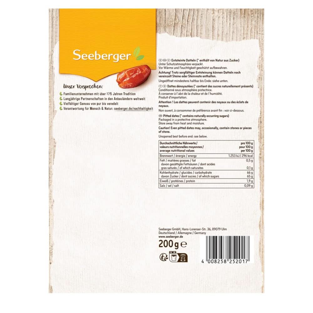 Seeberger Zoete dadels met honing, met romig vruchtvlees, 13 x 200 gram Gedroogde producten Naty Shop