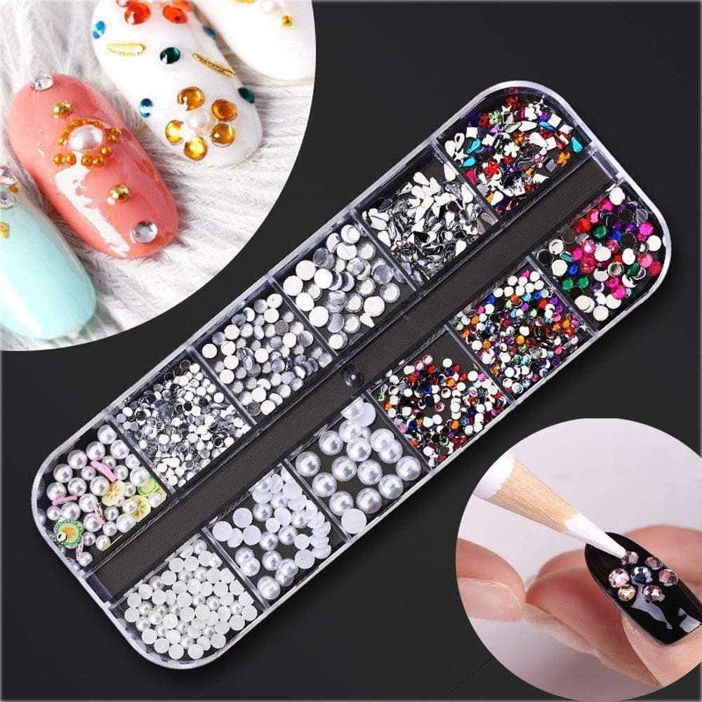 Kalolary Gedroogde Bloemen voor Nagels Vlinder Pailletten Nagellak Folie Nagelstickers Pincet Nagelstenen Nagelsteentjes Potlood voor 3D Nageldesign DIY Decoraties