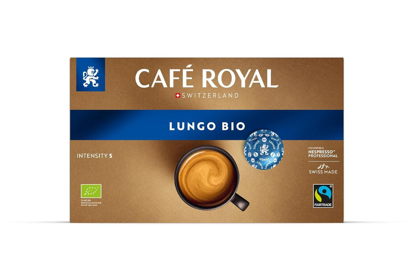 Café Royal Professional Pads, Bio Lungo, 50 Nespresso (R) Professioneel compatibele Pads voor Office en Gastronomie, Bio en Fairtrade gecertificeerd, 100 Prozent Arabica, Intensiteit 5