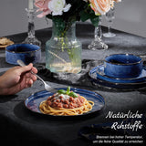 Homikit serviesset, 12-delige serviesset voor 4 personen, serviescombinatie met borden, dessertborden en ontbijtgranenschalen, magnetron- en vaatwasserbestendig, elegant blauw
