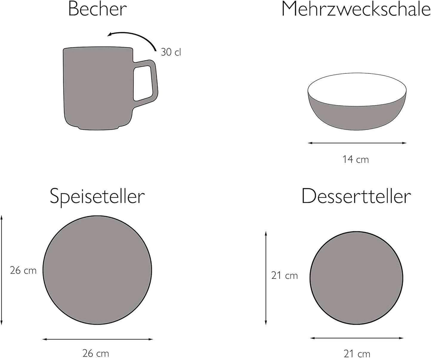 CreaTable, 22506, COSY DAY-serie, 16-delige serviesset voor 4 personen, porseleinen combinatieservies, vaatwasmachine- en magnetronbestendig, kwaliteitsproductie