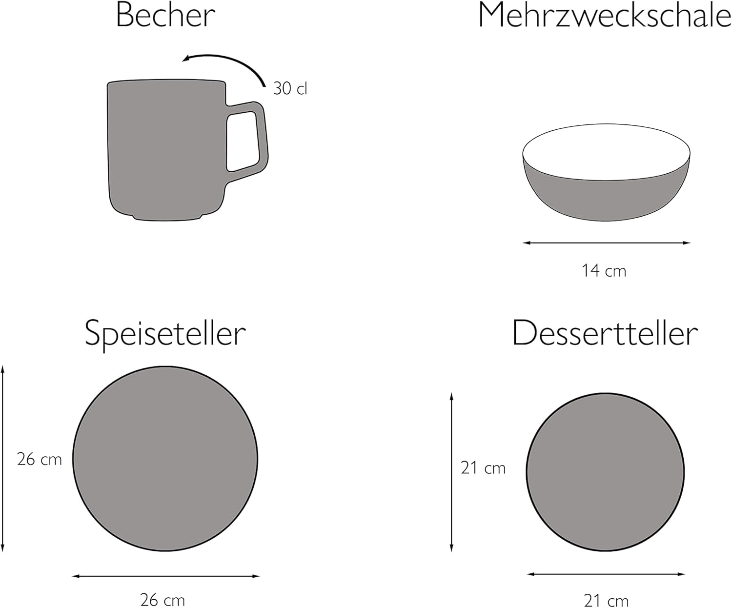 CreaTable, 22506, COSY DAY-serie, 16-delige serviesset voor 4 personen, porseleinen combinatieservies, vaatwasmachine- en magnetronbestendig, kwaliteitsproductie