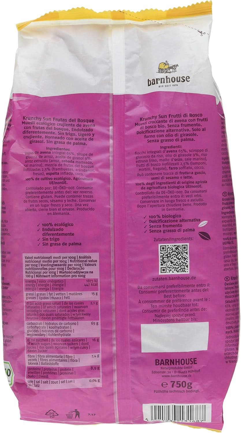 Barnhouse Muesli Krunchy Sun Fruits, 750 gram Cereal Naty Shop