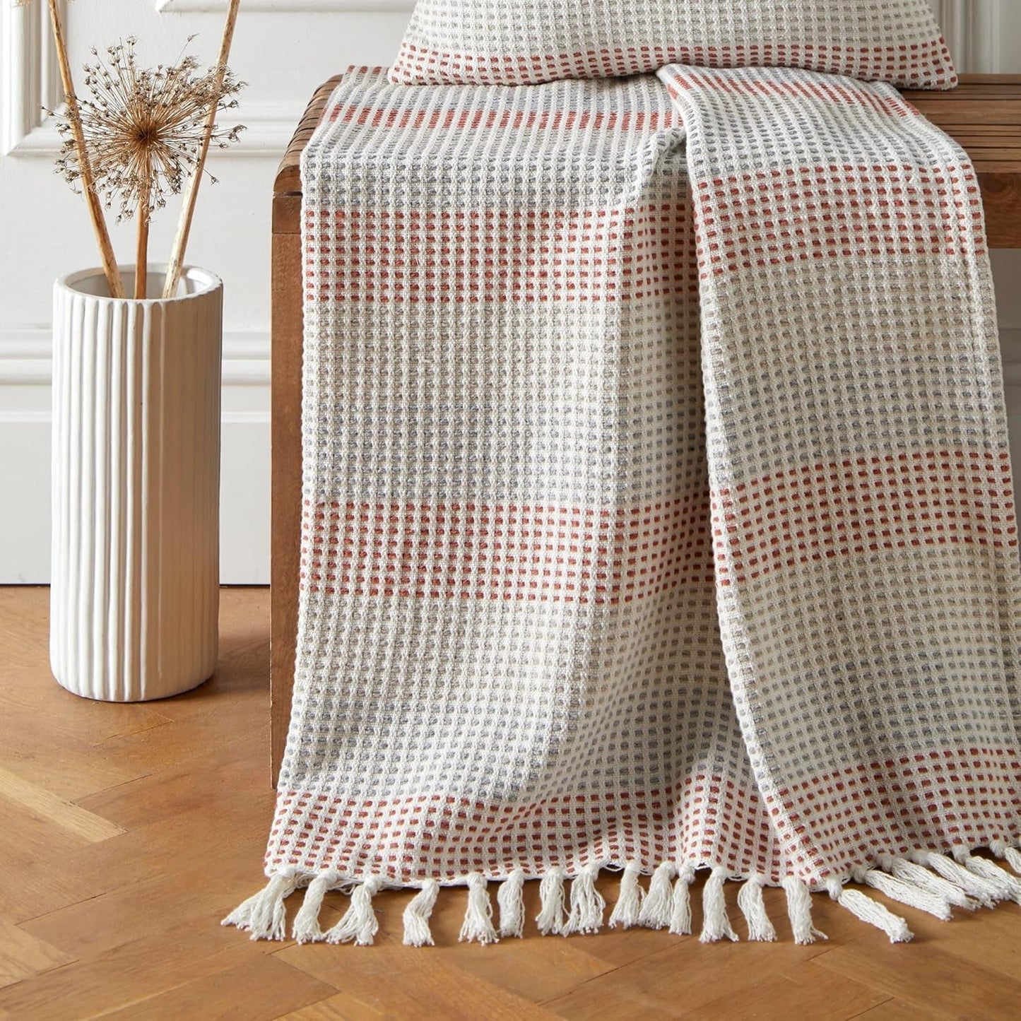 Loft Reva sprei, 100% gerecycled katoen, 130 X 180 cm, Paprika Bedden en Dekens Appletree Paprika 130Cm X 180Cm