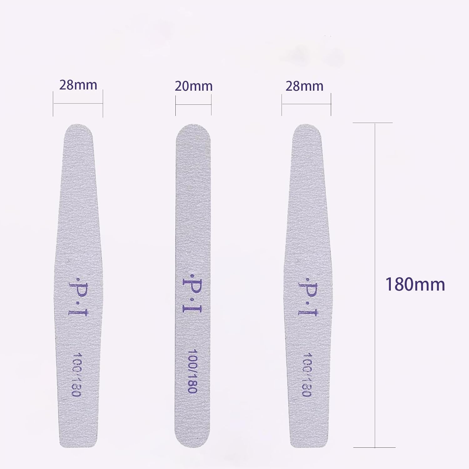 3-delige nagelvijlset, nagelvijlen voor gelnagels, slijtvaste en wasbare gelnagelaccessoires, professionele nagelvijl 100/180 met 3 vormen, wit