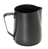 APS 10334 Melkkannetje - Hoogwaardige melkkan met antiaanbaklaag, gemaakt van roestvrij staal - Perfect voor het opschuimen van melk. Universele mok, zwart, 350 ml.