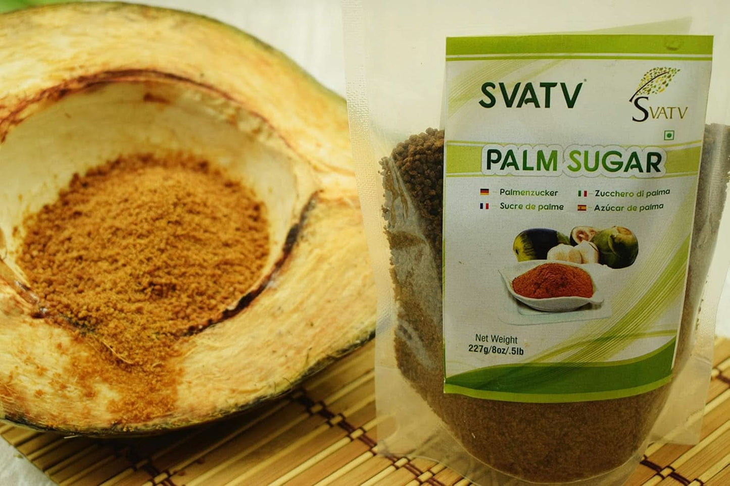 SVATV Bruine palmsuikerpoeder, 227 gram Zoetstoffen Naty Shop