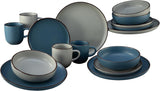 CreaTable, 21016, moderne Scandic blauw-grijze serie, 16-delige serviesset, porseleinen combiservies, vaatwasmachine- en magnetronbestendig, kwaliteitsfabricage