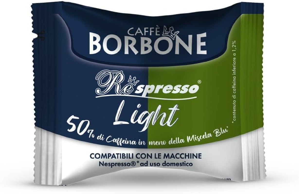 Caffè Borbone Respresso, licht koffiemengsel, 50% Weniger Kaffein als die Blue Mischung - 50 Kapseln - Compatibel met Nespresso®* Haushalts-Espressomaschinen