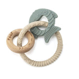 reer BiteDuo | Baby siliconen houten bijtring | Tandjeshulp | Gemotoriseerd speelgoed