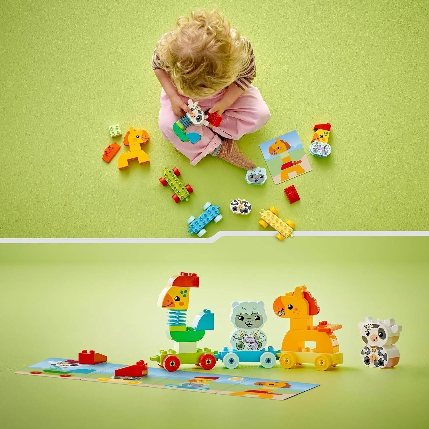 LEGO DUPLO Dierentrein, speelgoedtrein met wielen, creatief bouwen en herbouwen van dierenfiguren, educatief speelgoed voor peuters, verjaardagscadeau voor dierenliefhebbers meisjes en jongens van 1½ jaar oud 10412 bouwsets Besuche den LEGO-Store