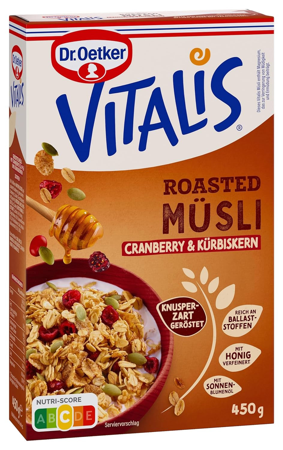 Dr. Oetker Vitalis Geroosterde Muesli met Veenbessen en Pompoenpitten: Geroosterde Muesli met Gedroogde Veenbessen, Pak van 8 (8 x 501 g)