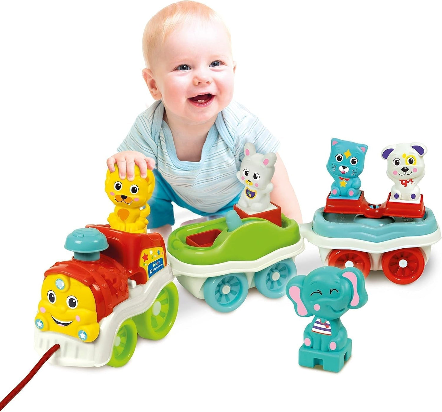 Clementoni Animali-3 Elektrisch pratend interactief uitbreidbaar treinspeelgoed voor baby's van 1 jaar oud (Italiaanse versie) Made in Italy Veelkleurig 17740 Jucarii Bebe Naty Shop Standaardtitel