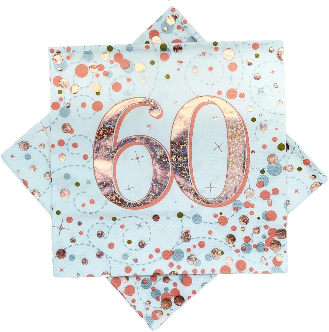 Sparkling Fizz 60Th Roségouden servetten 33 cm x 33 cm 3-laags 16 stuks