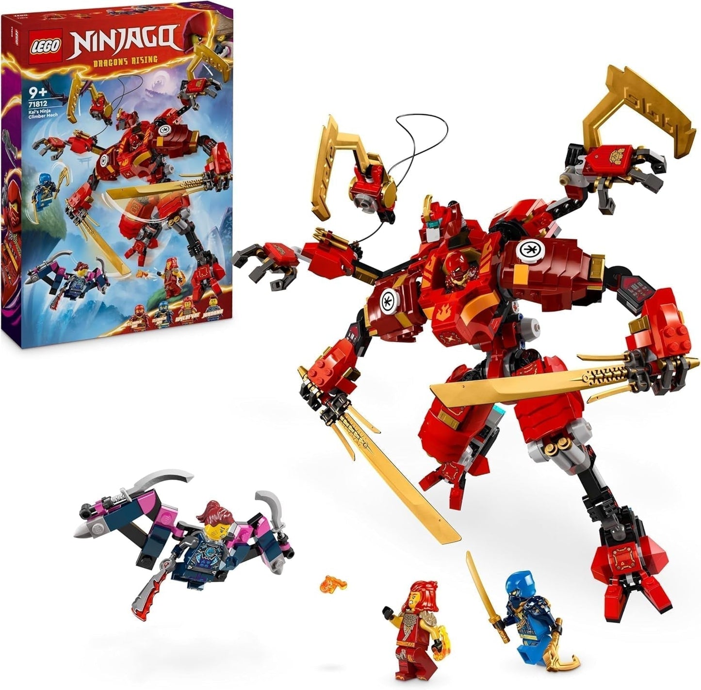 LEGO NINJAGO Kai's Ninja-klimmechaset, ninjaspeelgoed met bouwbare actiefiguur en 4 minifiguren, avonturenset voor kinderen, verjaardagscadeau voor jongens en meisjes van 9 jaar oud 71812 Bouwsets Beuche in LEGO-Store Single