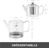 Karaca Dora Borosilicaatglas ketelset met roestvrijstalen thee-ei, 2L ketel en 1L glazen ketel met zetgroep, Turkse ketel, Caydanlik, Turkse kruidentheemaker, losse thee, XL