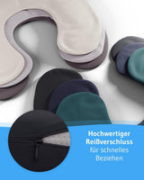 Zwarte kussensloop Dubbelpak Perfect voor ANDAR nekkussens Maco-katoen (dubbel jersey) Niet strijken en geschikt voor de droger Set van 2 kussenslopen met ritssluiting Oeko-Tex-gecertificeerd Cervicale orthopedische kussens Naty Shop