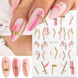 JMEOWIO Nagelsticker Französische Tipp 9 Blatt Nail Art Sticker Selbstklebend Nagelaufkleber Glitzer Wellenlinie Decoratie Nageldesign Zubehör