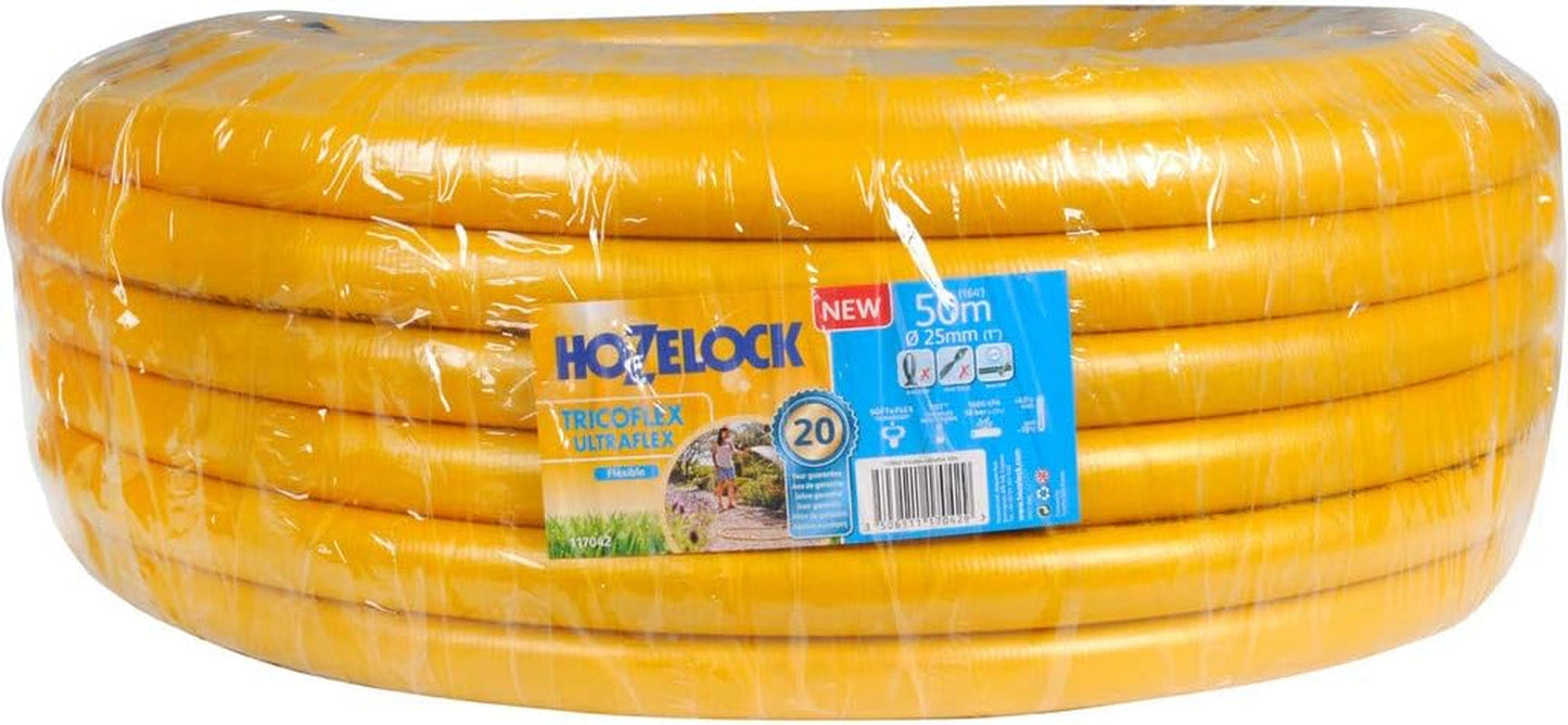 HOZELOCK - Tricoflex Ultraflex Slang Ø 12,5 mm (1/2") 20 M: Flexibele tuinslang, weerbestendig, draai- en buigbestendig, gemaakt van 40% gerecycled PVC [117002], geel