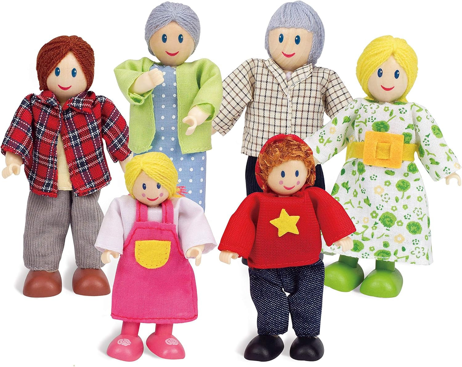 Hape E3401 Vierseizoenenhuis, gemeubileerd en E3500 - Poppenfamilie, lichte huid