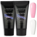 GZMAYUEN Poly Nail Gliding Solution 30 ml * 2 nagelverlengingsgel Vloeibare poly-extensiegel - Gemakkelijke doe-het-glijoplossing met borstel
