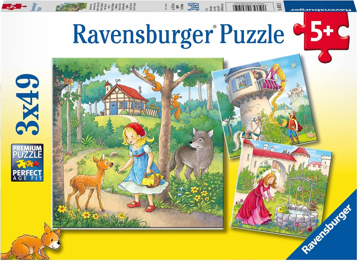 Ravensburger puzzel voor kinderen - 08051 Rapunzel, Roodkapje en de Kikkerkoning - puzzel van 3X49 stukjes voor kinderen 5+ puzzel van 3X49 stukjes Naty Shop standaardtitel