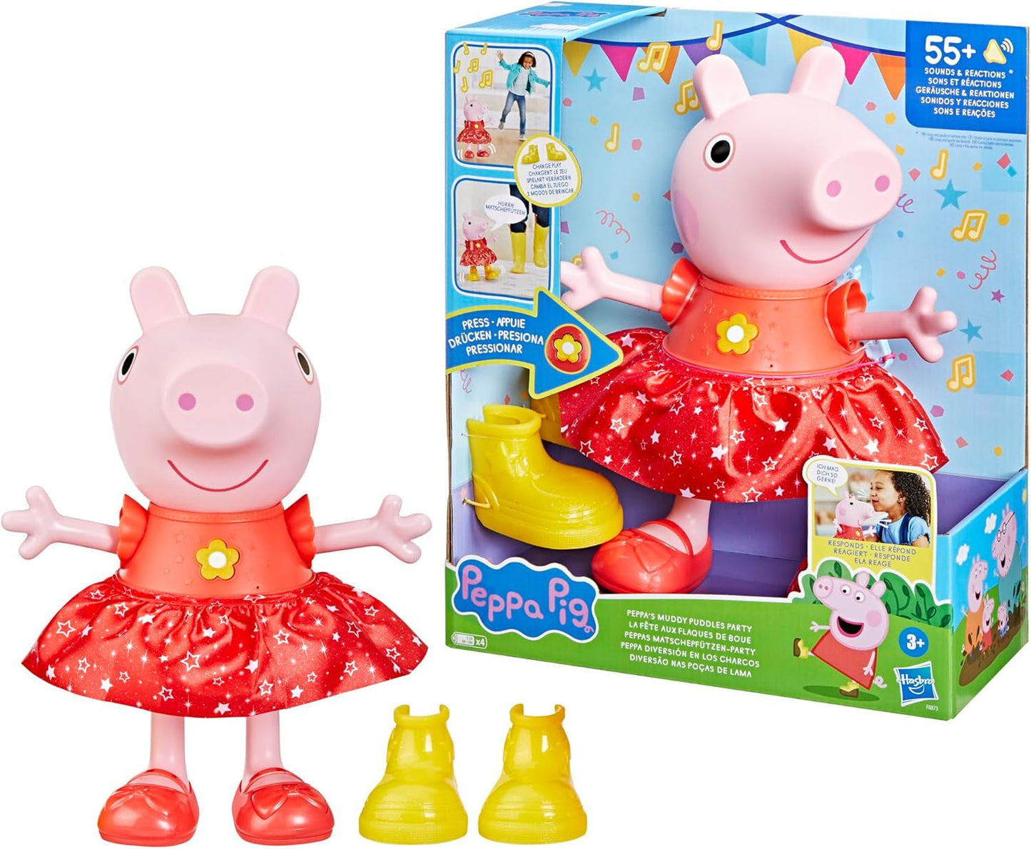 Peppa Pig Peppa'S Mud Puddle Party Doll - Duitse versie, roze of roze Naty Shop-poppen