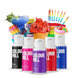 Color Mill vloeibare kleurstofset - 5 x 20 ml op oliebasis (zwart, felroze, paars, rood en blauw) - UV-bestendig - perfect voor bakken en als topping voor taarten, muffins en taartdecoraties