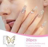 20 stuks glitter vlinder nagelbedels, nail art strass steentjes, nagelstenen, vlinder nail art, strass steentjes, Valentijnsdag nagelbedels, doe-het-zelf mobiele telefoon hoesje decoratie