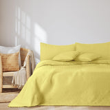 Ameliahome Sprei met pompons 220X240 Cm Dubbelzijdige sprei Ultrasoon Quilten Polyester Meadore Grijs Bedden en Dekens Besuche den AmeliaHome-Store Meadore geel 220X240 Cm