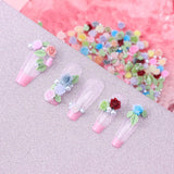 300 Stück Niedlich Blume Nail Charms, 3D Resin Floral Camelie Rose Nägel Charms Mit Perle, Gemischt Grote Bunte Flower Nägel Deko voor Frauen Nail Art Zubehör